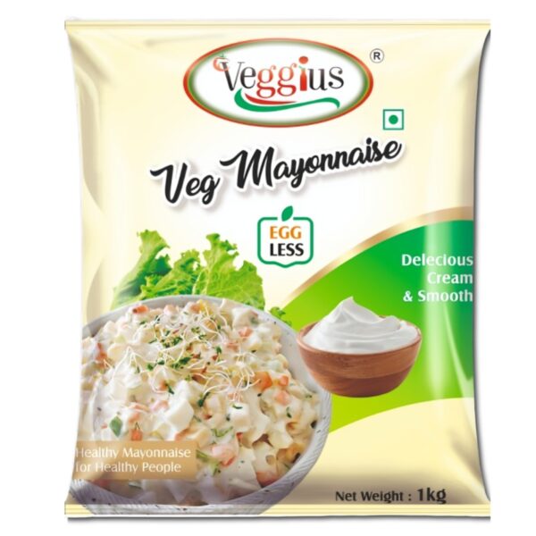 Veggius Veg  (P) Mayonnaise 1kg | Eggless, Creamy & Tasty |