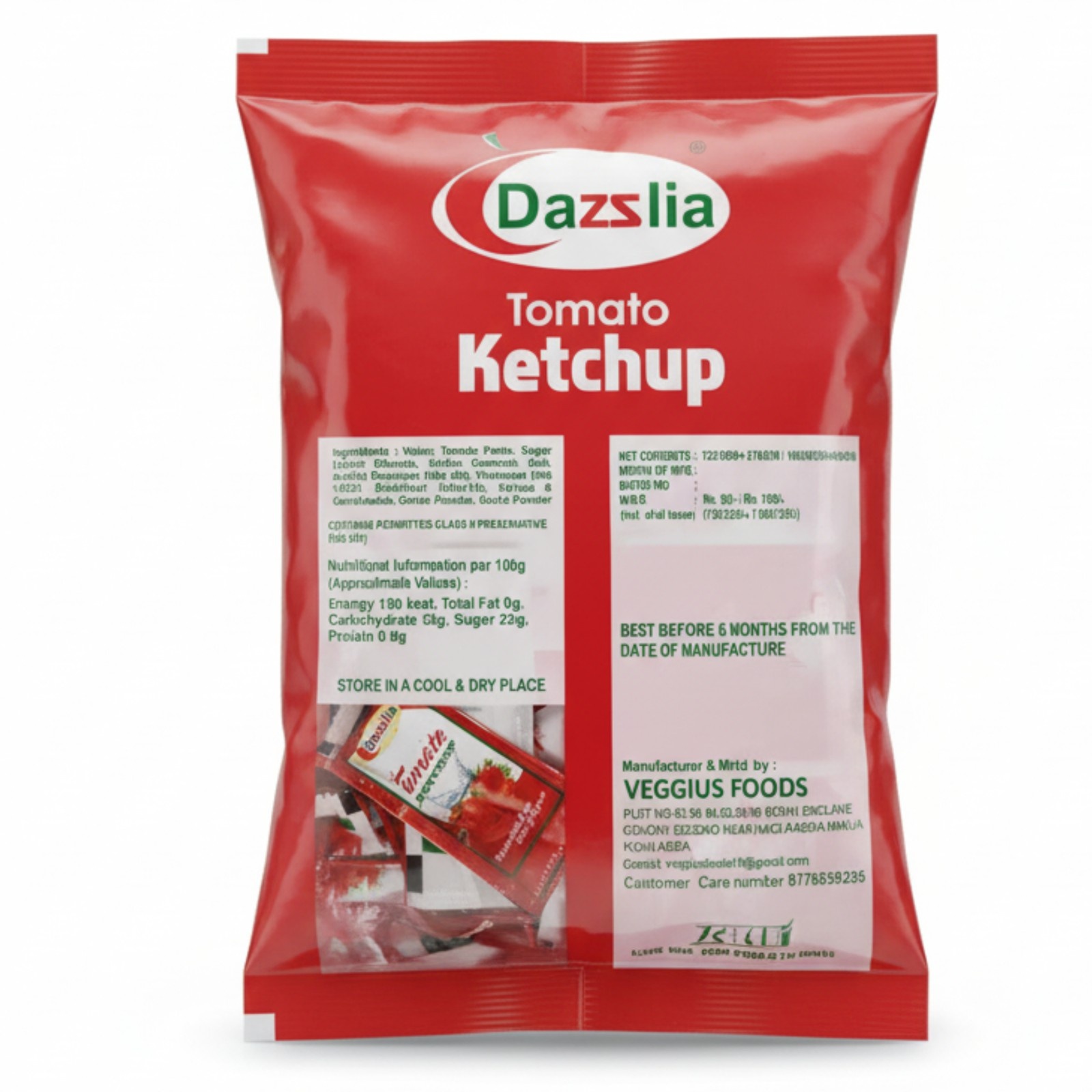 Dazzlia Fresh Tomato Ketchup (8 g.m) Sachet/Mat - Image 4